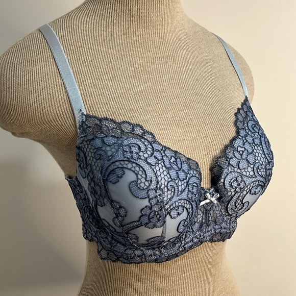 Victoria Secret Bra Size 32DD Blue Lace  Dream Angels Demi Romantic Sexy - Picture 7 of 13